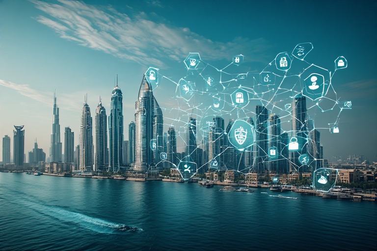 IAM security network Dubai skyline