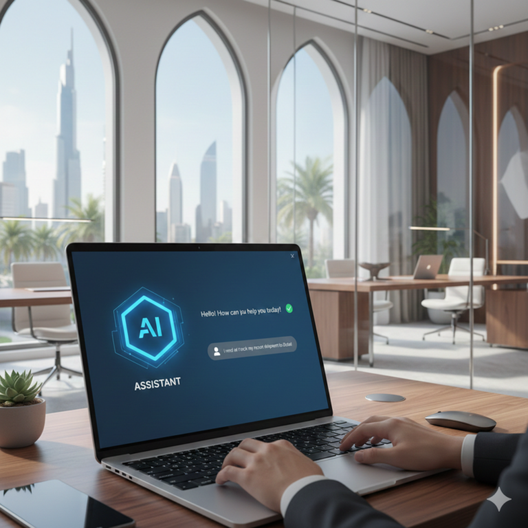 Conversational AI chatbot supporting customers in UAE businesses through smart automated messaging.