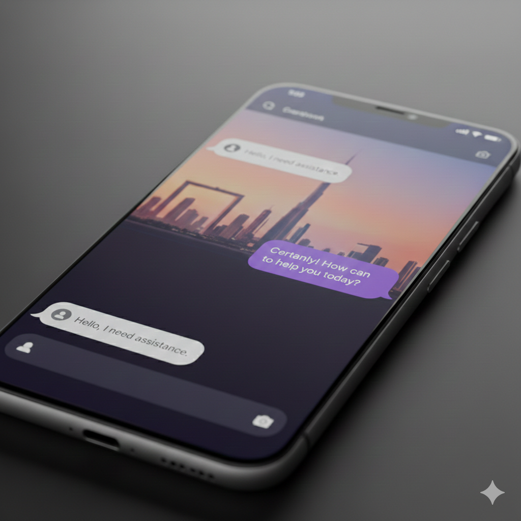 Smartphone chatbot interface representing chatbot solution in Dubai.