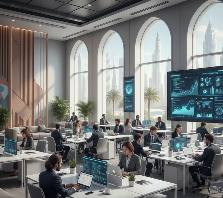 Professionals working on digital transformation in UAE